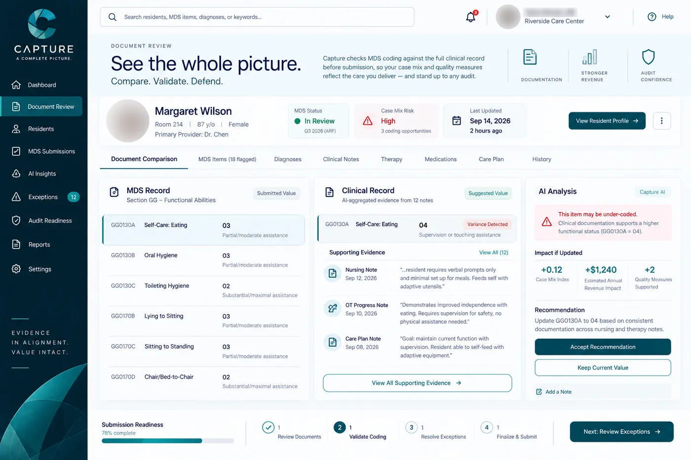 Example Capture screen: document review